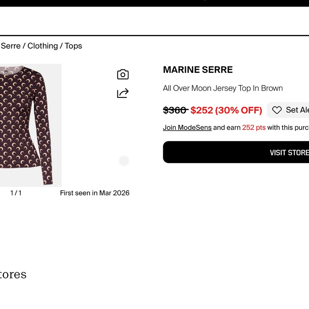 Marine Serre Burgundy Moon-Print Long Sleeve Top - Picture 6 of 6